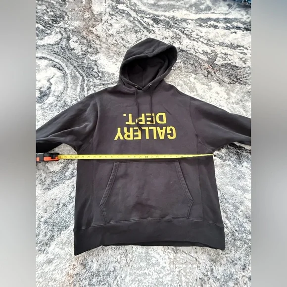 Gallery Dept Charcoal Hoodie with Yellow Print - Picture 5 of 6